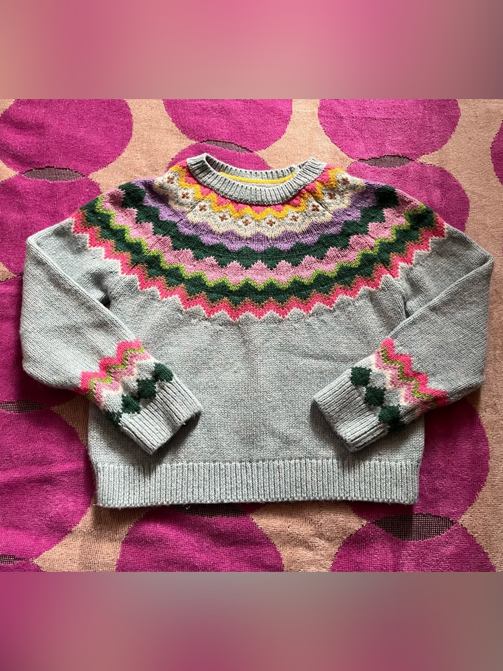 3-4Y Mini Boden Millie Macintosh Eleanor Fair Isle Sweater - Picture 8 of 13